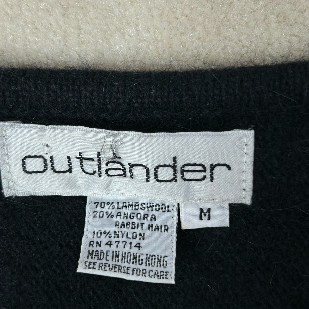 Outlander Vintage Lambswool Angora Sweater Women's Medium Beaded Black Gold - Picture 7 of 11